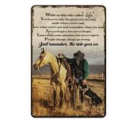 Bigccaee Vintage Tin Signs While On This Ride Called Life Retro Cowboy Tin Sign Home Kitchen Bar Wall Decor Man Cave Decor Sign Western Decores Retro Metal Tin Sign 8X12 Inches