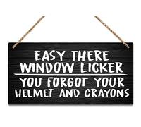 Bigccaee Wall Decor Easy There Window Licker You Forgot Your Helmet And Crayons Funny Quote Sign Perfect For Farmhouse Style Rustic Decor Retro Metal Tin Sign 8X12 Inches