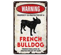 Bigccaee Warning French Bulldog Vintage Metal Sign Retro For Toilet Restroom Home Wall Decorationses Retro Metal Tin Sign 8X12 Inches