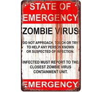 Bigccaee Warning Zombie Virus Funny Halloween Man Cave Retro Metal Sheet Signs, Wall Decoration Of Bars, Bedroom, Room,Restaurants,Garage, Home,Cafes And Bars, Retro Metal Tin Sign 8X12 Inches