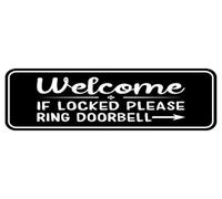 Bigccaee Welcome Sign If Locked Please Ring Doorbell With Arrow Acrylic Plaque With Strong Adhesives For Door Offices Businesses House Home Outdoor Retro Metal Tin Sign 8X12 Inches