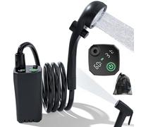 BIGCOW Portable Camping Shower, 6000mAh Rechargeable Outdoor Shower Pump, Digital Display, IPX7 Waterproof, with Shower Head and Bidet Sprayer for Hiking, Car Wash, Pet Bath (Black)