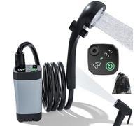 BIGCOW Portable Camping Shower, 6000mAh Rechargeable Outdoor Shower Pump, Digital Display, IPX7 Waterproof, with Shower Head and Bidet Sprayer for Hiking, Car Wash, Pet Bath (Grey)