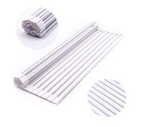 Bigdata&BetterLife Multi Purpose Roll Up Dish Drying Rack White Dish Drying Mat with Rack for Kitchen,Heavy Duty Foldable Silicone-Coated Stainless Steel Sink Dry Rack (White,20.5" x 13.1")