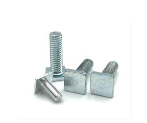 BIGDROP 100pcs Square Flat Head Bolts 4.8 Level Galvanized T Shape Screw Stud M4 M5 M6 Rail Track T-Slot Bolt (Color : Silver, Size : M4x12mm (head 9x9))