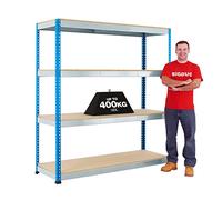 BiGDUG 4 Tier Shelving Unit - Heavy Duty Garage Racking - 198cm x 152.5cm x 61cm - 400kg Load Per Shelf - 1600kg Load Per Shelving Bay