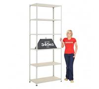 BiGDUG 6 Tier Racking Shelving Unit - Heavy Duty Warehouse Storage - 244cm x 91.5cm x 45.5cm - 340kg Capacity Per Shelf - 2040kg Per Bay - Grey