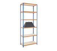 BiGDUG 6 Tier Shelving Unit - Warehouse Storage Racking - 244cm x 122cm x 30.5cm - 200kg Capacity Per Shelf - 1200kg Load Per Shelving Bay - Blue & Orange