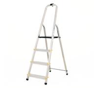 BiGDUG Aluminium Step Ladder - 4 Step Folding Ladder - Non-Slip Surface Hand Rails 4 Tread - Closed Height 1450 mm Platform Height 750 mm