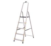 BiGDUG Aluminium Step Ladder - 5 Step Folding Ladder - Non-Slip Surface Hand Rails 5 Tread - Closed Height 1680 mm Platform Height 970 mm