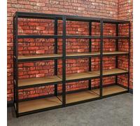 BiGDUG Black Garage Shelving Unit - 3X Shelving Bay Kit with 15x 30L Plastic Storage Boxes - 180h x 120w x 45d cm - 265kg Load per Shelf - 1325kg Load Per Shelving Unit