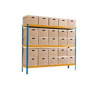 BiGDUG Document Storage Bay 3 Shelves Chipboard, Steel 1,800 x 450 x 1,765 mm Blue, Orange