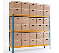BiGDUG Document Storage Bay 3 Shelves Chipboard, Steel 1,800 x 450 x 2,030 mm Blue, Orange