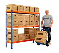 BiGDUG Document Storage Bay 3 Shelves Chipboard, Steel 1,830 x 455 x 2,197 mm Blue, Orange