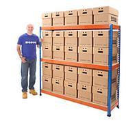 BiGDUG Document Storage Bay 3 Shelves Chipboard, Steel 1,830 x 915 x 2,317 mm Blue, Orange
