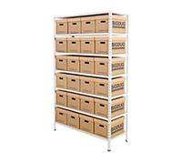 BiGDUG Document Storage Bay 7 Shelves Chipboard, Steel 1,220 x 455 x 1,980 mm Grey