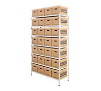 BiGDUG Document Storage Bay 7 Shelves Chipboard, Steel 1,220 x 455 x 2,240 mm Grey