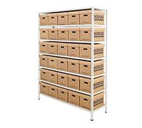 BiGDUG Document Storage Bay 7 Shelves Chipboard, Steel 1,525 x 455 x 1,980 mm Grey