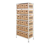 BiGDUG Document Storage Bay 7 Shelves Chipboard, Steel 915 x 455 x 1,980 mm Grey