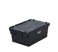 BiGDUG Eco Recycled Plastic Black Stackable Attached Lid Containers (x5 250h x 400w x 600d mm)