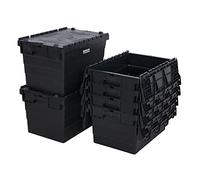 BiGDUG Eco Recycled Plastic Black Stackable Attached Lid Containers (x5 365h x 400w x 600d mm)