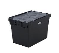 BiGDUG Eco Recycled Plastic Black Stackable Attached Lid Containers (x5 416h x 400w x 600d mm)