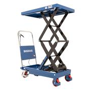 BiGDUG Essentials Manual Scissor Lift Table - Capacity 350 kg - Hydraulic Lift Table Cart Mobile Lifting Platform - Platform Size 910D x 500W mm - Lift Height 350-1300 mm