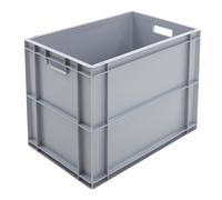 BiGDUG Euro Stacking Boxes - Heavy Duty Euro Containers Storage Box - Stackable Warehouse Crates (x4 Grey 450h x 400w x 600d mm)