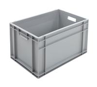 BiGDUG Euro Stacking Boxes - Heavy Duty Euro Containers Storage Box - Stackable Warehouse Crates (x4 Grey 340h x 400w x 600d mm)
