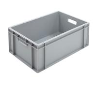 BiGDUG Euro Stacking Boxes - Heavy Duty Euro Containers Storage Box - Stackable Warehouse Crates (x4 Grey 230h x 400w x 600d mm)