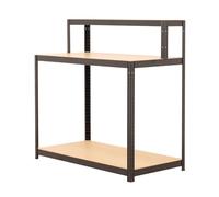 BiGDUG Garage Workstation - 300 kg Capacity - Heavy Duty Steel Work Bench Table - 1200H x 1200W x 600D mm - 3 Levels - Matt Black