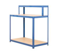 BiGDUG Garage Workstation - 300 kg Capacity - Heavy Duty Steel Work Bench Table - 1200H x 1200W x 600D mm - 3 Levels - Blue