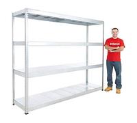 BiGDUG Heavy Duty Racking 198cm High 4 Tier Galv Shelving Steel Shelves (1980h x 1525w x 610d mm)