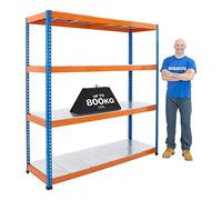BiGDUG Heavy Duty Warehouse Racking Steel Shelves 1980mm 3200kg Capacity Blue (1980h x 2135w x 610d mm)