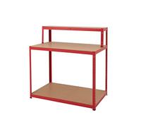 BiGDUG Heavy Duty Workbench for Garage - 300kg per level (600kg capacity) - 120H x 120W x 60D cm - Red - Work Table Workstation for Shed