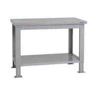 BiGDUG Height Adjustable Workbench - Heavy Duty Workshop Table - 877H x 1215W x 750D mm - Laminate Worktop Full Depth Lower Shelf