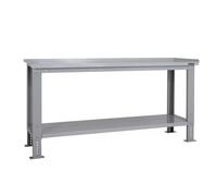 BiGDUG Height Adjustable Workbench - Heavy Duty Workshop Table - 877H x 1715W x 600D mm - Steel Worktop Full Depth Lower Shelf