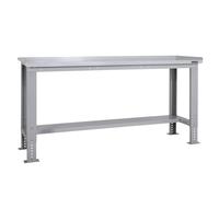 BiGDUG Height Adjustable Workbench - Heavy Duty Workshop Table - 877H x 1715W x 600D mm - Steel Worktop Half Depth Lower Shelf