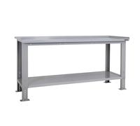 BiGDUG Height Adjustable Workbench - Heavy Duty Workshop Table - 877H x 1715W x 750D mm - Steel Worktop Full Depth Lower Shelf