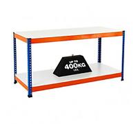 Bigdug Melamine Workbench Big400 with 2 Levels 400 Kg Blue, Orange 915 x 1830 x 760 mm