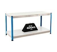 Bigdug Melamine Workbench with 2 Levels Big400 400 Kg Blue, Grey 915 x 1830 x 455 mm