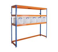 BiGDUG Over Car Garage Shelving - 400kg UDL per shelf - Heavy Duty Robust Over-Car Shelves Space Saving Racking - 1980H x 2134W x 610D mm (3 Level Shelving & 5 Boxes)