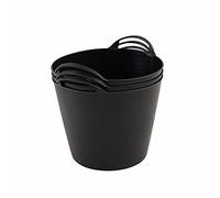 BiGDUG Plastic Flexi Tubs (26 Litre) - Pack of 3 - Black - Heavy Duty Trugs Flexible Storage Bucket - Multi Purpose Round Container
