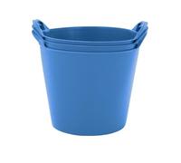 BiGDUG Plastic Flexi Tubs (26 Litre) - Pack of 3 - Recycled Blue - Heavy Duty Trugs Flexible Storage Bucket - Multi Purpose Round Container