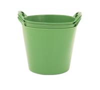 BiGDUG Plastic Flexi Tubs (26 Litre) - Pack of 3 - Recycled Green - Heavy Duty Trugs Flexible Storage Bucket - Multi Purpose Round Container