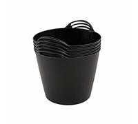 BiGDUG Plastic Flexi Tubs (26 Litre) - Pack of 5 - Black - Heavy Duty Trugs Flexible Storage Bucket - Multi Purpose Round Container