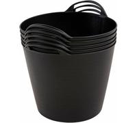 Bigdug Plastic Flexi Tubs - 26 Litre - Pack Of 5 - Black - Heavy Duty Trugs Flexible Storage Bucket - Multi Purpose