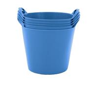 BiGDUG Plastic Flexi Tubs (26 Litre) - Pack of 5 - Recycled Blue - Heavy Duty Trugs Flexible Storage Bucket - Multi Purpose Round Container