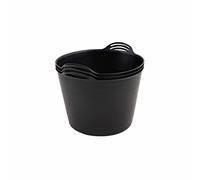 BiGDUG Plastic Flexi Tubs (42 Litre) - Pack of 3 - Black - Heavy Duty Trugs Flexible Storage Bucket - Multi Purpose Round Container