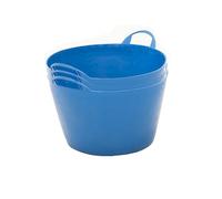 BiGDUG Plastic Flexi Tubs (65 Litre) - Pack of 3 - Recycled Blue - Heavy Duty Trugs Flexible Storage Bucket - Multi Purpose Round Container